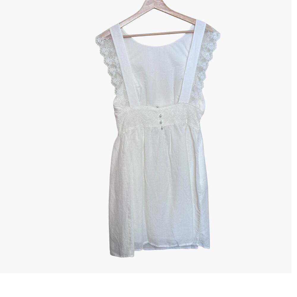 JNSQ Linen Blend Sleeveless Lace Linen Blend EVA Dress 6 White NWT